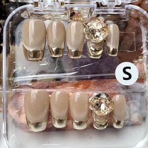 Gold French Tip Press-On Nail Set